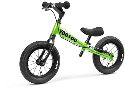 Yedoo YooToo - Laufrad für Kinder ab 1,5 Jahre, ab 85 cm Körperhöhe,mit Luftreifen 12/12, aus Aluminiumlegierung mit Bremse,Reflexelementen, Zertifiziert,Gewicht 3,4 kg, grün