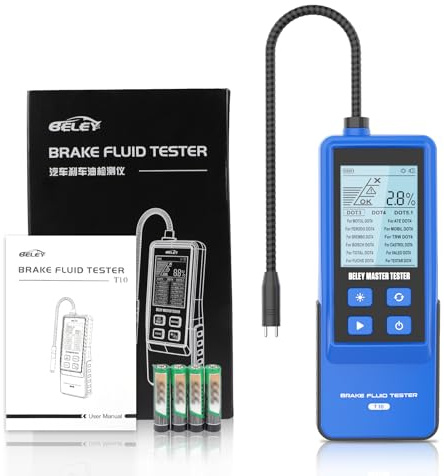 PLAYOCCAR Brake Fluid Tester Digital Brake Fluid Moisture Tester Pen with High Precision Sensor Probes 10.3'' Extended Gooseneck Hose for DOT-3,DOT-4,DOT-5.1 with 2.8'' Backlit Screen,Audible Alarm
