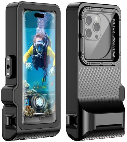 Étui de téléphone étanche pour la plongée avec tuba – Boîtier d'écran tactile sous-marin universel IP68 professionnel étanche pour photographie et vidéo pour iPhone Samsung Galaxy Series [jusqu'à 6,9