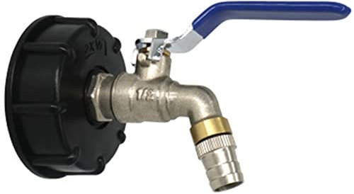 Hethlif IBC Presa un Sfera Rubinetto 3 / 4Pollice Adattatore di Scarico per Alimenti S60X6 Serbatoio da 1000 L Contenitore per Acqua Piovana Tubo Flessibile nel Valvola