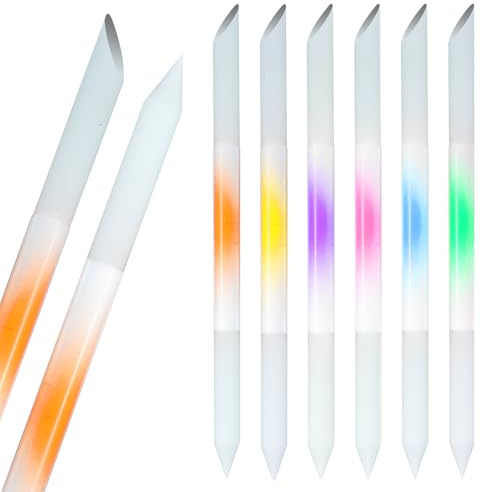 6 Stück Nagelhautschieber Glas Crystal Cuticle Pusher Nagel Glasschieber Nagelschieber Nagelfeilen Fingernagelfeile Professionelle Doppelseitig Kristalloberfläche Glasnagelfeil für Diy