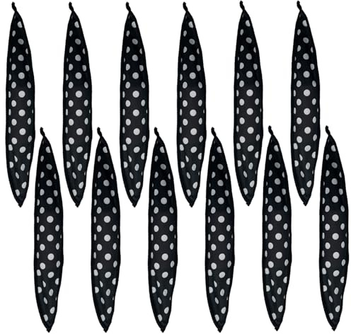 12PCS No Heat Hair Curlers- Sponge Rollers, Wave Formers for Long Short Hair,Sleep in Curlers- Retro Polka dots DIY Hair Tools-Natural-Looking pillow Soft Curls (Black)