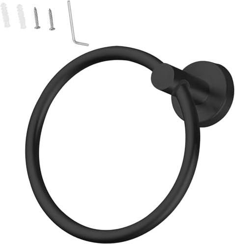 Handtuchring Handtuchhalter Wandmontiert Rund Edelstahl 180° Schwarz | Drehung Badezimmer-Hardware-Zubehör für Bad und Küche
