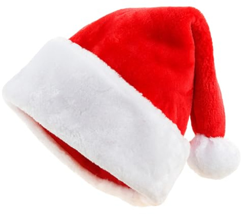 HQRKOTM 1 pieza Gorro de Navidad para adultos, gorro de Papá Noel, gor-ro de Papá Noel, Santa Claus cómodo y grueso clásico traje de terciopelo para fiestas festivas de año nuevo (rojo).