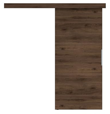 Schiebetür Komplettset 95x205 cm | Schiebetür mit modernem Design und flacher Abdeckung | Schiebetürsystem für platzsparende Raumgestaltung in Wohnzimmer, Küche oder Büro | Zimmertür | Nussbaum