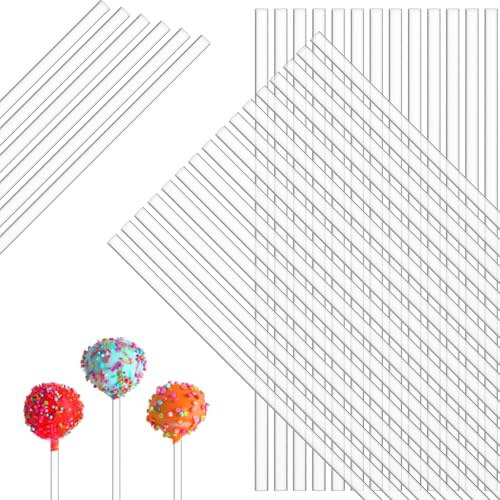 Xinjoduz 100 Stück Cake Pop Stiele 15cmx3mm Cake-Pop Stiele Transparent Cakepop Acryl-Lutscherstäbchen Wiederverwendbar Acryl Lutscher Sticks für Süßigkeiten Desserts DIY