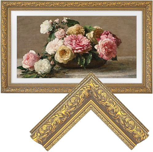 Samsung the Frame TV Bezel/Mounts,compatible ONLY with Samsung The Frame TV 65/PRO(Fits 2021-2026 models, model codes:65LS03A/B/C/D/FA/FW/HE/HW) (Light Gold, 65-LS03)
