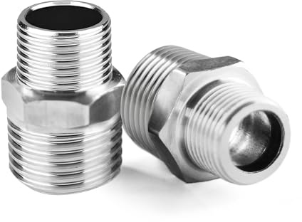 2 PCS Stainless Steel Shower Hose Connectors, Male to Female Thread Adapter, Reducing Nipple Shower Connector Fittings, Shower & Plumbing Pipe Adapter Accessories
