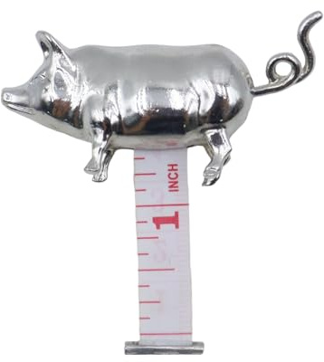 Riven Antik-inspiriertes Schwein Mini-Bandmaß, Retro-Stil Schwein Mini-Bandmaß mit einziehbarem Stoffband, Vintage Metall Bandmaße, für Schneider (Silber)