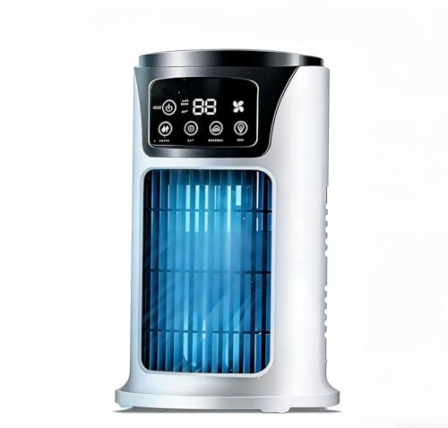 3 In 1 Evaporative Air Cooler, Personal Portable Water Cooling Fan with 6H Timer, 6 Wind Speeds, 7-Color Night Light, Ultra Quiet 18W Energy Saving Desktop Cooler for Bedroom, Office, Desk, Caravan