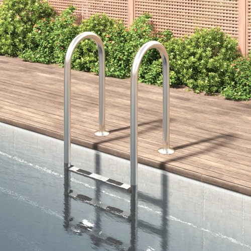 Kaloriko Scala per piscina in acciaio inox 304 con 3 gradini antiscivolo, 54 x 38 x 158 cm, scaletta per piscina da incasso, vasca idromassaggio e piscina fuori terra, con corrimano stabile
