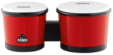 Nino Percussion Molded ABS Bongo - Musikinstrument für Kinder ab 4 Jahren - 2 Handtrommeln - ABS Kunststoff, Rot (NINO19R)