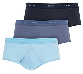 Jockey Ropa interior para hombre corte Y, nuevo tejido de algodón, calzones a la cintura, paquete de 3 piezas. Navy/Indigo/Azure X-Large