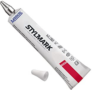 Markal 96652 Stylmark Marqueur, Pointe bille 3 mm en acier, Blanc, 1 Unité (Lot de 1)