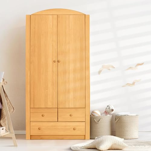 BioKinder 22126 Noah Schrank Kinder-Kleiderschrank aus Massivholz Erle 197 x 90 x 57 cm