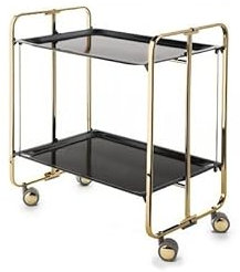 DON HIERRO - Servierwagen Bauhaus 2 Tabletts, goldenem Rahmen-Schwarz