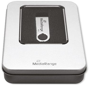 Media Range Caja de Almacenamiento de Aluminio Plata BOX901 para Memorias USB