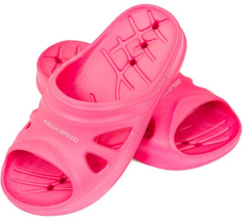 Aqua Speed Florida - Set - Zapatillas de baño + Toalla de Microfibra | Sandalias de Ducha | Zapatillas de Playa | Rosa | Tamaño: 29