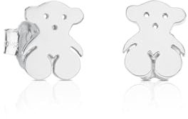 TOUS Ohrringe aus Sterlingsilber für Damen mit 0,5cm Bärenmuster und Druckknopfverschluss, fein und elegant, Welpenkollektion
