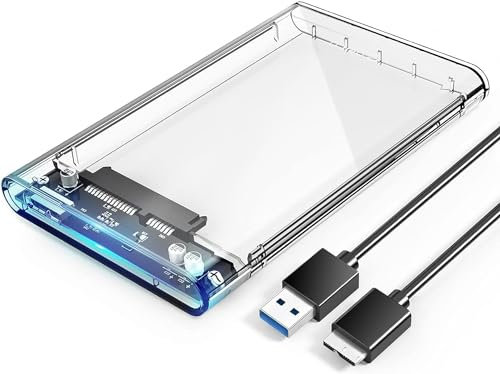 ORICO USB 3.0 Custodia esterna per hard disk da 2,5, SATA III 6Gb/s, per HDD e SSD da 2,5 pollici e 7/9,5 mm, senza attrezzi, alta velocità, UASP (trasparente)