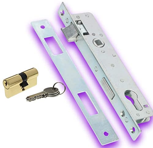 DECO FER FORGE-Serrure a Encastrer-Pour Porte Portail-1 point Reversible Din Droite Gauche-Cle incluse Contre plaque Tetiere bouts ronds- Interieur Exterieur Durabilité Superieure Verrouillage Rapide