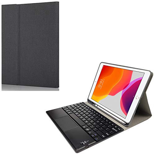 Keyboard Case for iPad 10.2 (7th Gen / 8th Gen / 9th Gen), Faux Leather Folio Keyboard Cover (TOUCHPAD) with Pencil Holder