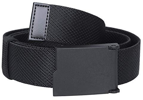 KYEYGWO Unisex Elastischer Gürtel mit Kunststoffschnalle, Einstellbare Stretchgürtel Outdoor Stoffgürtel Freizeitgürtel für Herren und Damen, Schwarz
