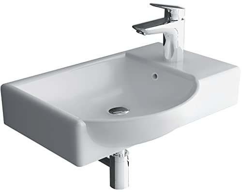 Alpenberger Waschtisch Eckig & Oval | Einbauwaschbecken Klein | Wandwaschbecken Gästeklo Waschbecken | Keramik Becken mit Überlauf | Handwaschbecken Wandmontage | Toilettenwaschbecken