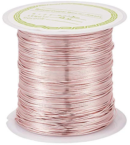 Beadthoven - Filo metallico in rame, 0,5 mm, 23 m, color oro rosa, resistente all’ossidazione, pieghevole, fili metallici per la realizzazione di gioielli e per creazioni fai da te