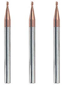 3 Pieces - 0.5mm Radius Ball Nose End Mill Cutter, 4.0 mm Shank Diameter, Length 50 mm, HRC 55 Tungsten Durable Milling Cutter for Metal Steel Iron TiAIN Coating