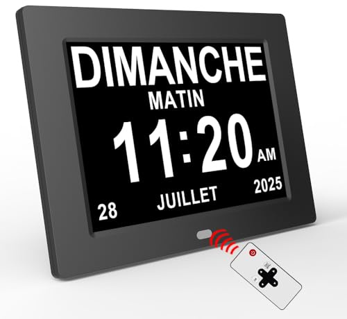 Wecker mit digitalem Kalender mit Datum, Tag und Zeit, Zeit, Feuchtigkeit, Uhr, Alzheimer, Senioren C'est pour Les Eltern und Kindern