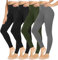 CAMPSNAIL Leggings Damen High Waist Blickdicht Leggings Weich Leggins Elastisch Sportleggins Lang Bauchweg Push Up Hose für Yoga Sport Gym(Schwarz/Schwarz/Dunkelgrau/grün, Plus Size(DE42-48))