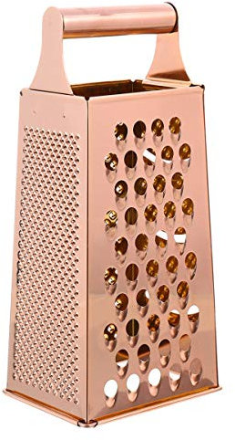 DOITOOL Box Grater, Box Grater 4 Sided Stainless Steel Stainless Steel with 4 Sides, Professional Hand Grater with Handle for Cheese, Vegetables, Ginger, Rose Gold