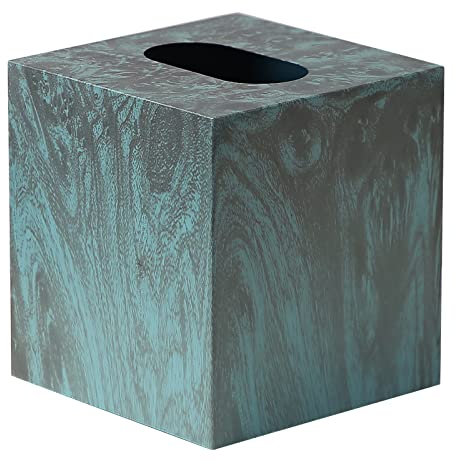 HOUSE DIARY Quadratischer Taschentuchbox aus Metall, moderner Taschentuchhalter für Badezimmer, Schlafzimmer, Kommoden, Nachttische, Schreibtische, Büros (tiefes Smaragdgrün)