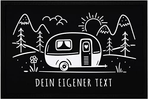 SpecialMe® Fußmatte Camping Wohnwagen personalisiert Wunschtext Geschenk Camper Wohnwagenbesitzer schwarz 60x40cm