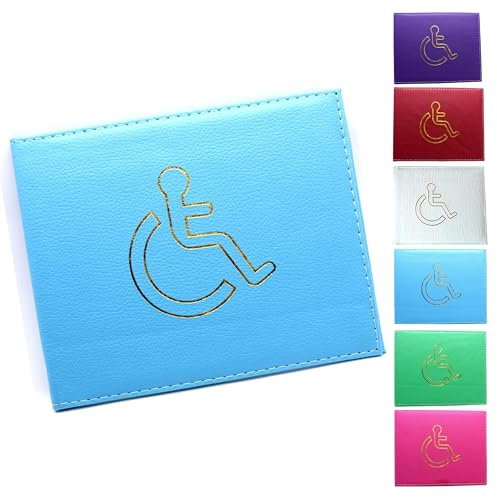 Soft Leather Disabled Badge Holder Wallet Disability Parking Badge Cover Holder by Glamified Disabled Blue Badge Display Holder… (Light Blue)