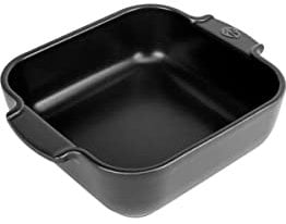 PEUGEOT - Quadratische Auflaufform aus Keramik - 21 cm (inkl. Griffe) x 17,5 cm x 6 cm - Fassungsvermögen: 1,1 L - 10 Jahre Garantie - Satinschwarz