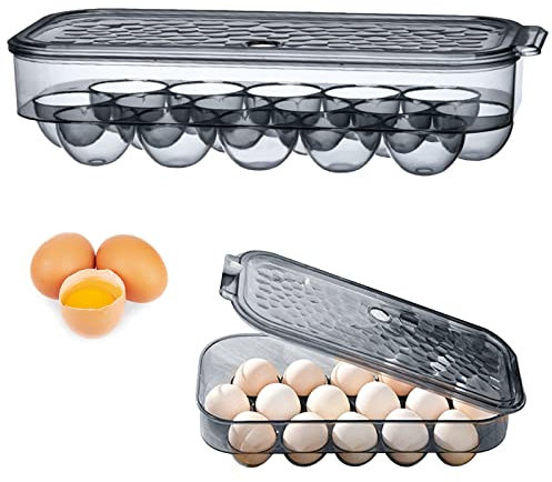Yuflen Eierbehälter für Kühlschrank, Eierbox für 16 Eier, Stapelbar Eier Organizer Kunststoff Eier Aufbewahrungsbox Kühlschrank mit Deckel, BPA-Frei, Eierkarton, Transportbox