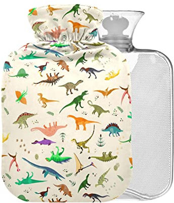 Dinosaurier-Wärmflasche mit Bezug, 1 l, klein, zur Schmerzlinderung, für Kinder, Männer und Frauen, ohne BAP-Frei