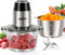 GANIZA Food Processors, Electric Food Chopper with Meat Grinder & Vegetable Chopper - 2 Bowls (8 Cup+8 Cup) with Powerful 450W Copper Motor - Includes 2 Sets of Bi-Level Blades for Fruits/Meat/Nuts