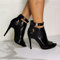 bbruriy Peep Toe Booties für Damen Schwarz Open Toe Stiefel High Heels Sommer Knöchelriemen Stiletto Sandalen Kleid Pumps Schuhe mit Reißverschluss hinten,Schwarz,42