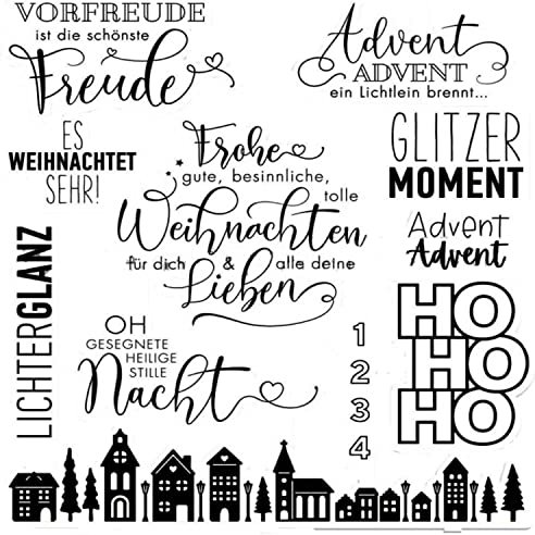 Qoiseys HOHOHOStempel,Silikonstempel sprüche deutsch, Silikon Clear Stamps für DIY Scrapbooking Fotoalbum Dekoratives Papier