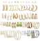 LOCCY 38 Paar Gold Ohrringe Set für Damen Mädchen Mode Boho Perlen Ohrringe Creolen Hoop Ohrringe Ohrstecker Set für Schmuck Geschenk