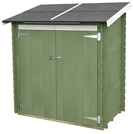 La zappa Casetta in legno addossata con doppia porta deposito da giardino Made in Italy 155 x 85 x h 165 cm (Verde)