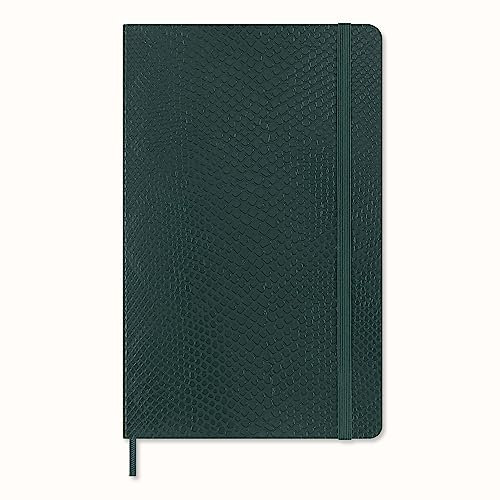 Moleskine Precious & Ethical Notizbuch, mit einer einer Geschenkbox, veganen Einband mit Python-Effekt, Klettverschluss, Großformat 13 x 21 cm, Farbe Grün