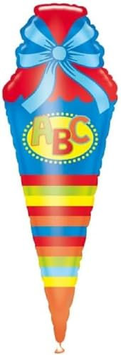 Amscan - Super Shape Folienballon Schultüte, 25 x 76 cm, Helium Ballon, Einschulung Deko, Schulanfang