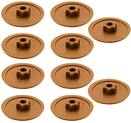 Enkotrade 10 Stück Abdeckkappen für Schrauben Braun, Torx T20, 6-Lobe, Zierkappen zum Abdecken mit Kopflochbohrung, einstecken in Kopf Loch, Schraubenkappen