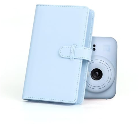 Fotoalbum für 3-Zoll-Film, Album mit 108 Taschen für 12 11, PU-Leder-Fotobuch, Fotokartenordner mit Schloss (Blau)