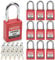 Bwintech 10 candados de seguridad rojos con llave de 38 mm para bloquear estaciones y dispositivos