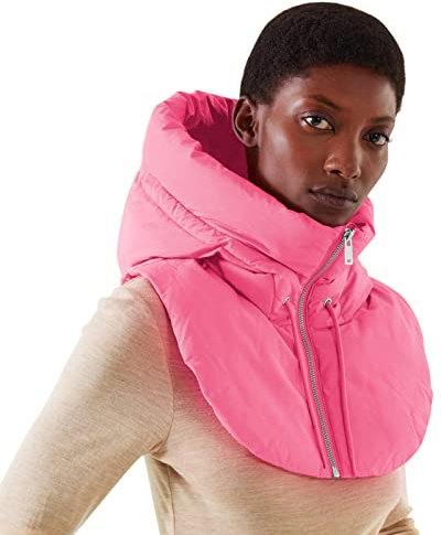 OBiQuzz Gilet Faux Sans Manches Pour Femme Avec Fermeture Éclair, Fausse Capuche, Col Montant, Rembourré, D'Hiver Léger et Amovible, Rose, L-XL
